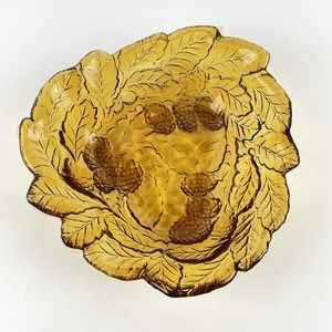 Indiana Glass Marigold Berry Dish Candy Bowl Loganberry Carnival Trinket Amber